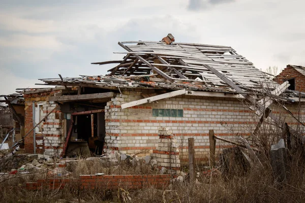 Zalyman Región Kharkiv Ucrania 2023 Bombardeo Militar Ruso Una Escuela — Foto de Stock