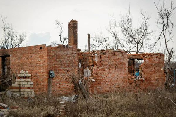 Zalyman Região Kharkiv Ucrânia 2023 Bombardeio Militar Russo Uma Escola — Fotografia de Stock