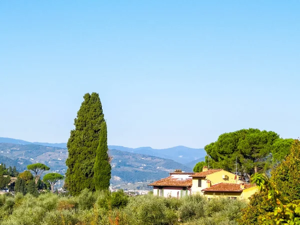 Una Vista Las Colinas Toscanas Verano Toscana Apeninos Concepto Viaje — Foto de Stock