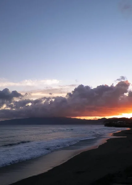 stock image Beautiful sunset over beach in Ribiera Grande, Atlantic Ocean, Azores Islands. Travel and nature concept