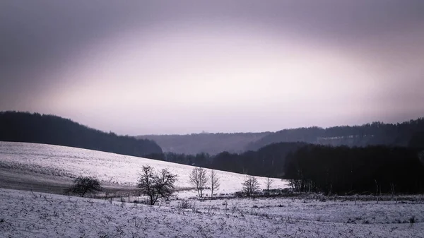 Winter Über Kaschubischen Hügeln Wiezyca Polen Abendstimmung Und Wunderschöne Natur — Stockfoto