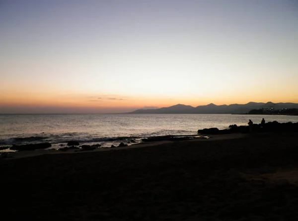 Όμορφο Ηλιοβασίλεμα Στην Παραλία Του Puerto Del Carmen Lanzarote Κανάρια — Φωτογραφία Αρχείου