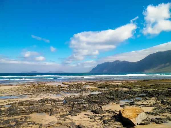 Beautiful Coast Caleta Famara Lanzarote Canary Islands Beach Caleta Famara — Stock Photo, Image