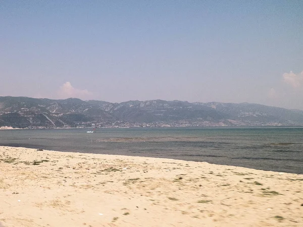Ακτή Της Λίμνης Όχριντ Στην Αλβανία Αμμώδεις Παραλίες Ταξίδια Και — Φωτογραφία Αρχείου