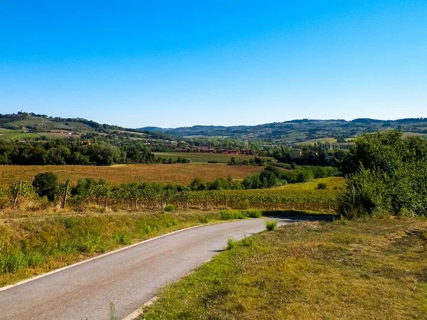 Colinas Campos Prados Vistas Típicas Toscana Viajes Naturaleza Agricultura Vacaciones — Foto de Stock