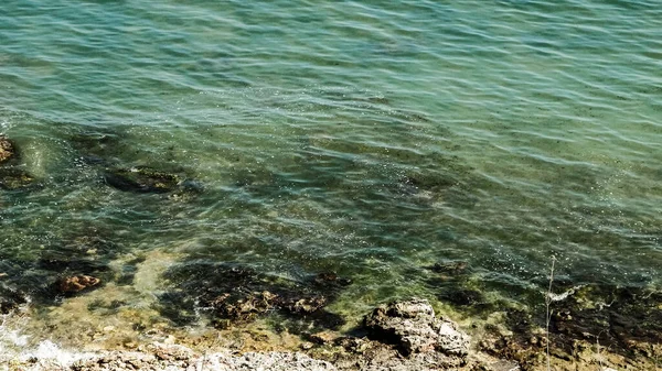 Pohled Útesu Vodě Černého Moře Krásná Transparentní Voda Černého Moře — Stock fotografie