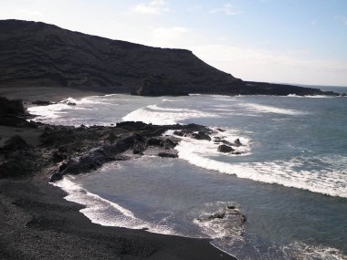 El Golfo sahilleri, Lanzarote, Kanarya Adaları. Seyahat, doğanın güzelliği..