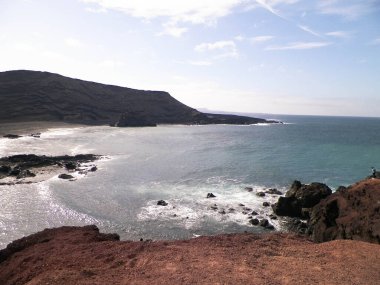 El Golfo sahilleri, Lanzarote, Kanarya Adaları. Seyahat, doğanın güzelliği..