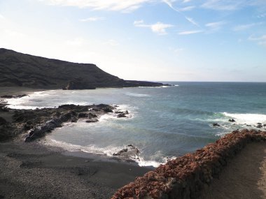 Playa El Golfo. Lanzarote Adası. Kanarya Adaları takımadaları.