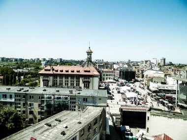 Ana meydan ve Romanya 'nın eski Köstence kenti. Mimarlık ve seyahat konsepti.