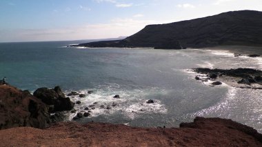 El Golfo sahilleri, Lanzarote, Kanarya Adaları. Seyahat, doğanın güzelliği..