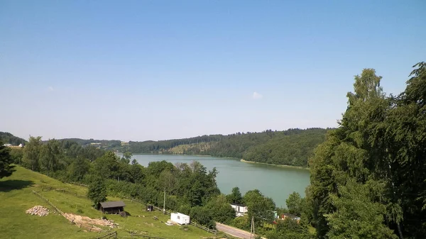 Increíble Vista Del Lago Ostrzyckie Kolano Región Kashubia Polonia Concepto —  Fotos de Stock