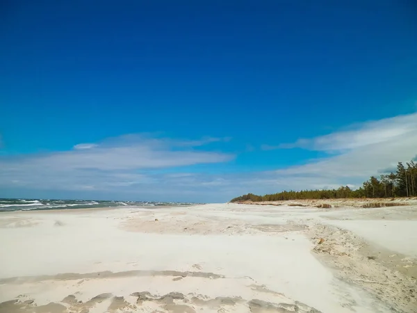 Піщаний Пляж Стіло Польща Берег Балтійського Моря Простір Синьому Небі — стокове фото