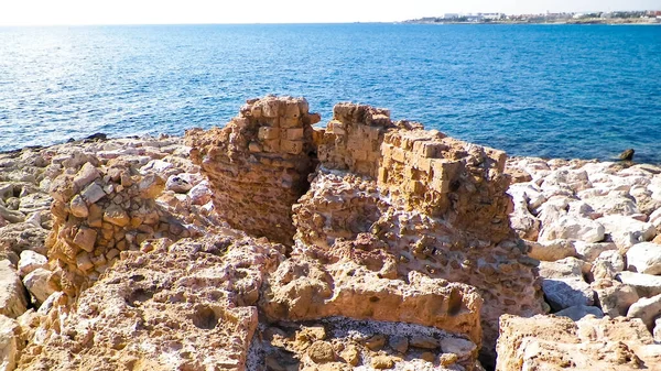 Ruiner Den Defensiva Delen Paphos Slott Fästningen Skadades Delvis Venetiansk — Stockfoto
