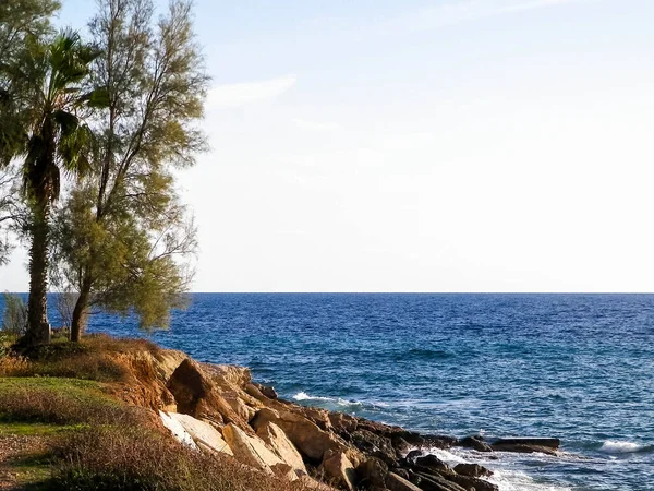 Узбережжя Кіпрі Азія Середземне Море Копіювальний Простір Небі — стокове фото