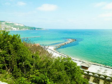 Bulgaristan 'ın Dobrich ilinin Balchik kentinde güzel Karadeniz kıyıları.