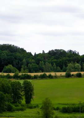 Wiezyca 'nın tarlaları ve çayırları. Wiezyca, Kashubia Bölgesi 'nin popüler bir turistik bölgesidir. Polonya