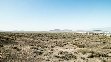 Çöl manzarası, Lanzarotte, Kanarya Adaları. Çöl, Lanzarote adasındaki tipik bir manzaradır. Seyahat ve doğa kavramı.