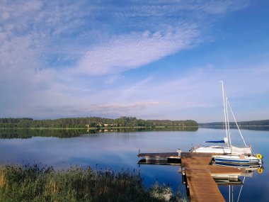 Marina on Wdzydze Lake. Kashubia Poland. Wdzydze or Wdzydzkie Lake is one of most popular and the biggest lakes in Poland clipart