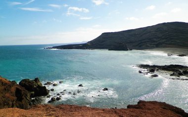 El Golfo sahilleri, Lanzarote, Kanarya Adaları. Seyahat, doğanın güzelliği..