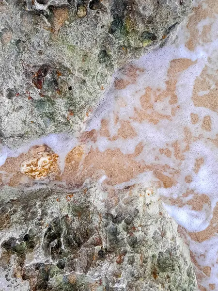 stock image Coastal rocks and sea water as a natural background. Copy space.