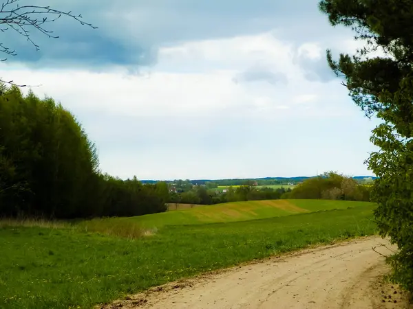 stock image Offroad in Kashubia - typical landscape of Kashubian Region, Northern Poland. Travel and nature concept.