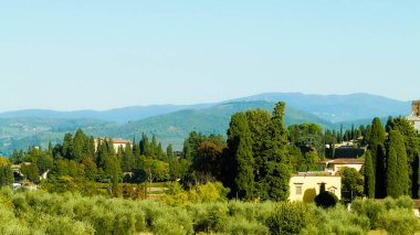 Toskana tepelerinin manzarası. Toskana 'da yaz, Apennines. Seyahat ve doğa kavramı.