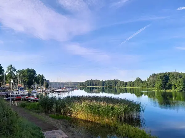 stock image Marina on Wdzydze Lake. Kashubia Poland. Wdzydze or Wdzydzkie Lake is one of most popular and the biggest lakes in Poland