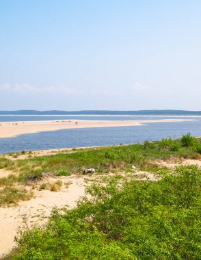 Sobieszewska Adası 'ndaki Baltık Denizi Kıyısı. Vistula Nehri 'nin kıyısında. Kuzey Polonya 'nın doğası.