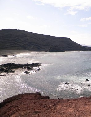 El Golfo sahilleri, Lanzarote, Kanarya Adaları. Seyahat, doğanın güzelliği..