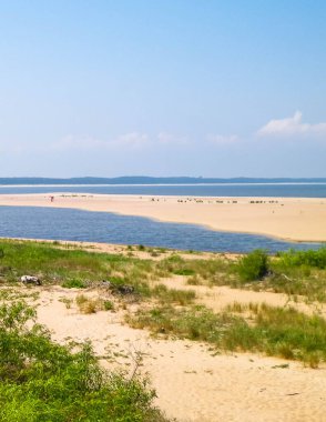 Sobieszewska Adası 'ndaki Baltık Denizi Kıyısı. Vistula Nehri 'nin kıyısında. Kuzey Polonya 'nın doğası.