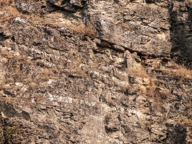 Taş, doğa arkaplanı olarak taş. Makedonya 'nın Ochrid kıyısındaki kayalıklara yakın. Doğa arkaplanı, kopyalama alanı.