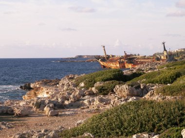 Edro III landed on the rocky coast of Cyprus on October 8, 2011. The accident happend near Coral Bay and the famous water caves in the Paphos region. clipart