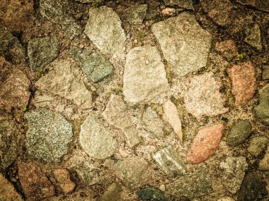 Kaya kaldırımı, doğa arka planı olarak. Kopyalama alanı, doğa kavramı. Soyut filtre tonu.