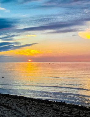 Beautiful sunrise over Baltic Sea. Poland Gdansk Bay. Beauty of nature concept. clipart