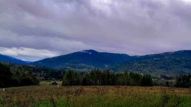 Landscape of Bieszczady Mountains which is northern part of Carpatian Mountains. Beauty of nature. clipart