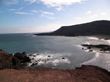 El Golfo sahilleri, Lanzarote, Kanarya Adaları. Seyahat, doğanın güzelliği..