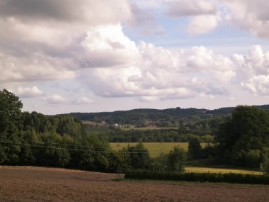 Empty field, autumn in Kashubian Region, Poland.Travel and agriculture concept.