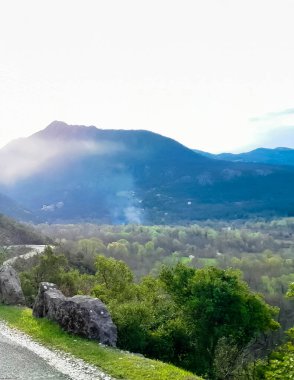 Road across Rumija Mountains near Lake Skadar. Montenegro outside the tourist season. clipart