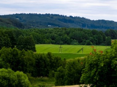 Mountainous landscape of Wiezyca. Wiezyca is mountainous part of Kashubia region in Poland. clipart