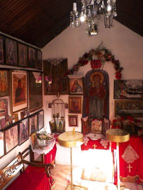 Resimler, Panteleimon Manastırı, Ochrid, Makedonya 'da dini sanat eserleri. Din ve kültür kavramı.
