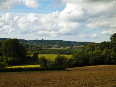 Empty field, autumn in Kashubian Region, Poland.Travel and agriculture concept.