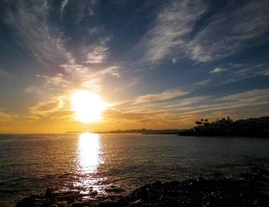 Atlantic Ocean coast view from Lanzarote island. Playa Blanca.