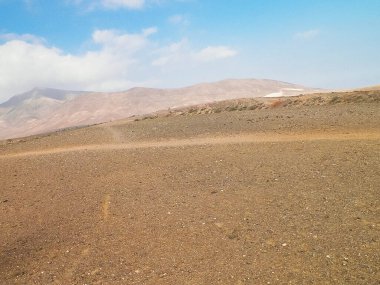 Kumlu çöl manzarası. Kum tepeleri manzarası. Doğa Konsepti, Kanarya Adaları.