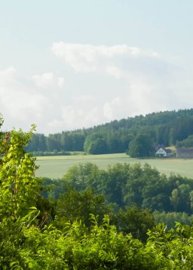 Wiezyca 'nın dağlık manzarası. Wiezyca, Polonya 'nın Kashubia bölgesinin dağlık pazarıdır..