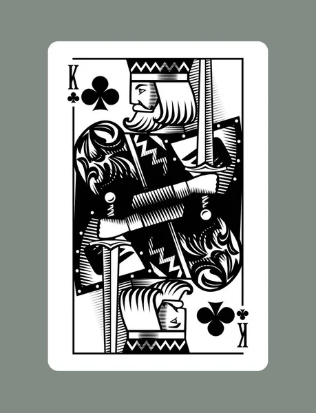 Король Играет Карты Клуба Костюм Стиле Винтажной Гравировки Стоковая Иллюстрация