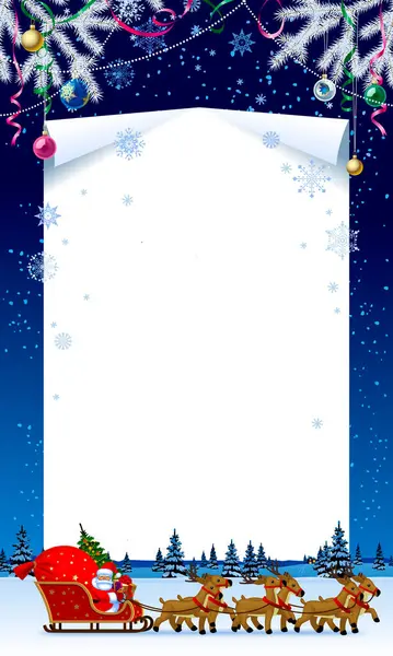 Kerst Nieuwjaar Poster Pagina Sjabloon Met Witte Sparren Takken Decoraties — Stockvector