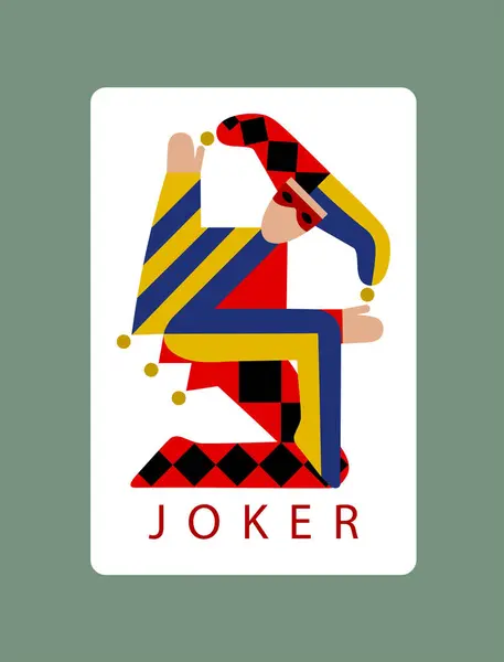 Joker Cartão Jogar Design Logotipo Estilo Liso Moderno Engraçado Ilustração — Vetor de Stock