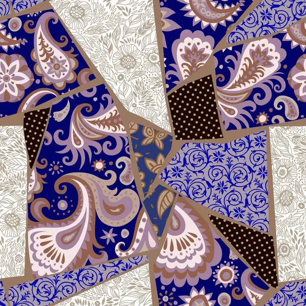 Seamless Pattern Background Fragments Broken Ceramics Abstract Floral Ornaments Kintsugi Royalty Free Stock Illustrations