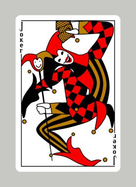 Komik, komik, modern, doğrusal tarzda kart oynayan Joker